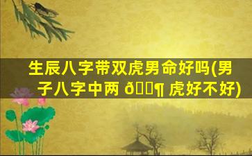 生辰八字带双虎男命好吗(男子八字中两 🐶 虎好不好)